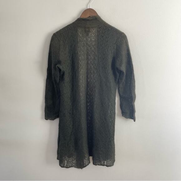 Eileen Fisher | Women’s Brown Mohair Blend Open Knit Long Cardigan Sweater Wool - Picture 7 of 9